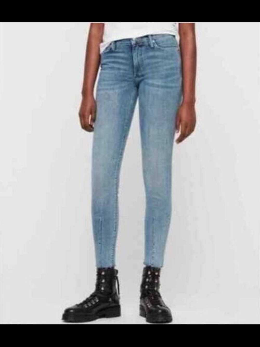 ALLSAINTS Grace W28 Women’s Skinny Jeans Blue Denim Raw Hem